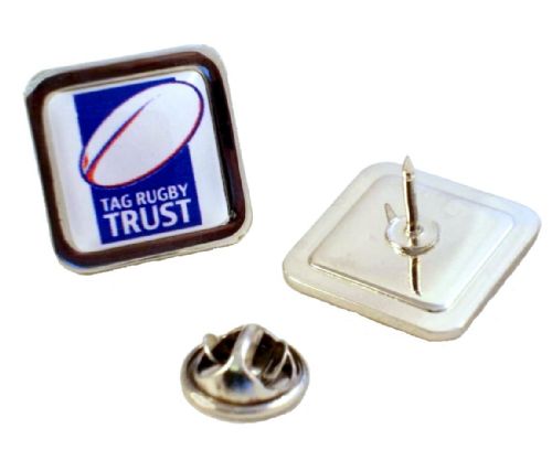 Superior Badge 16mm square silv clutch and printed dome